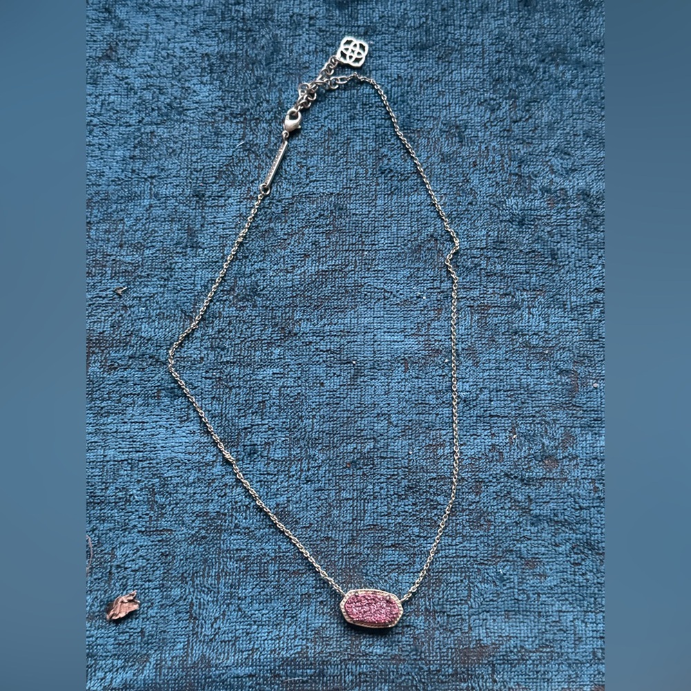 Kendra Scott Elisa Pink Drusy and silver necklace